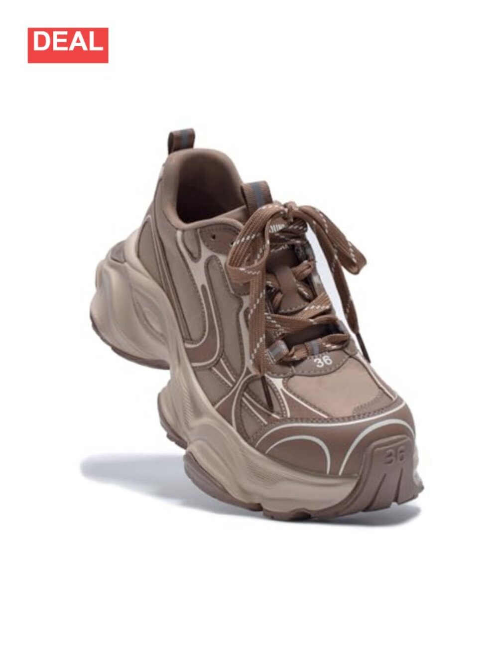 Chunky Platform Sneakers Leather Comfortable Dad Shoe Lace-Up